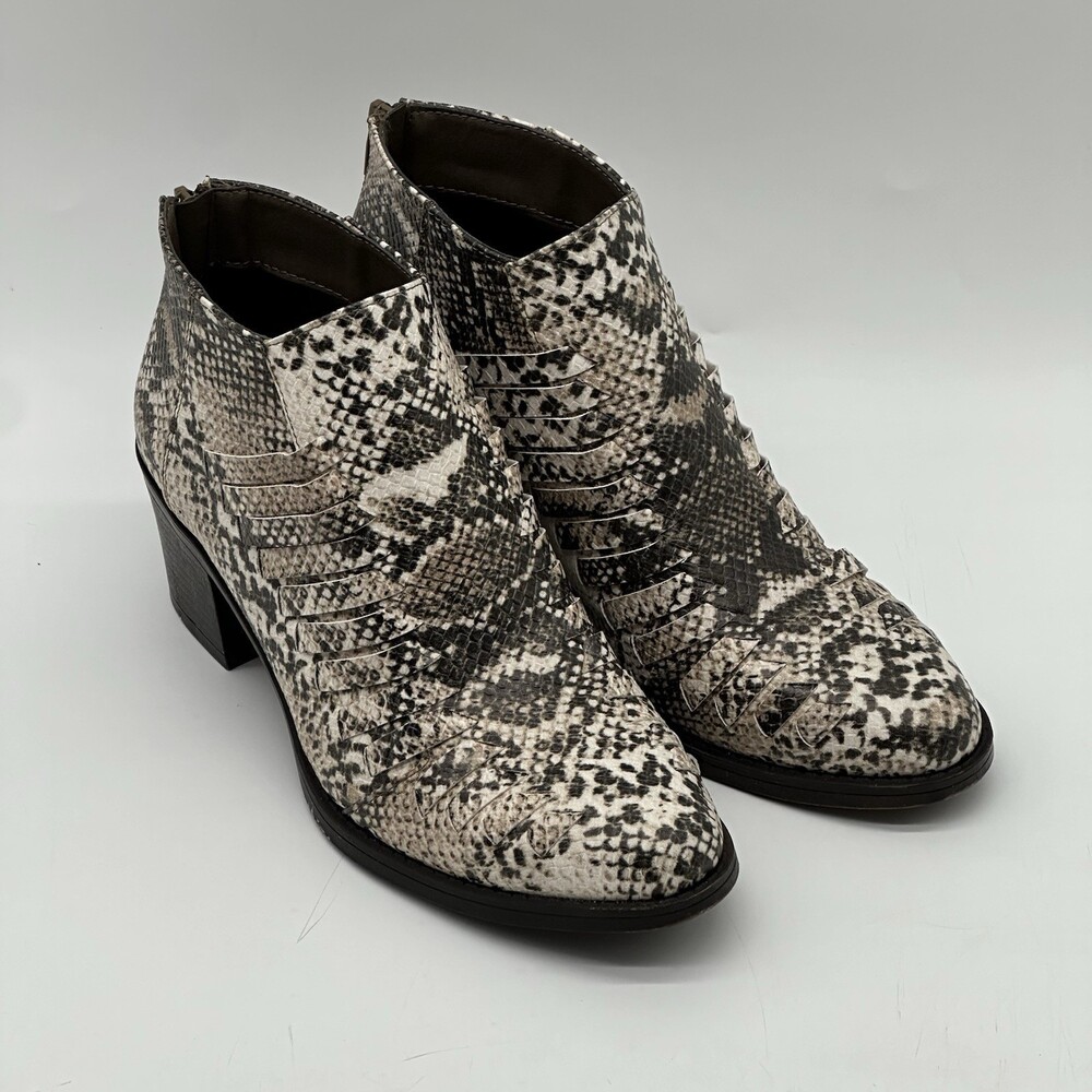 Pierre Dumas Alicante Snakeskin Print Heel Zip-Up Ankle Booties Women's Size 9M
